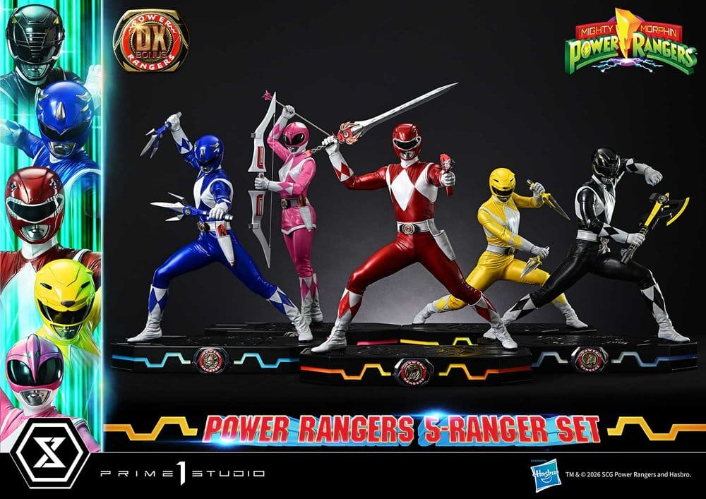 Mighty Morphin Power Rangers Premium Masterline Set de 5 Estatuas 1/4 Deluxe Bonus Version 62 cm