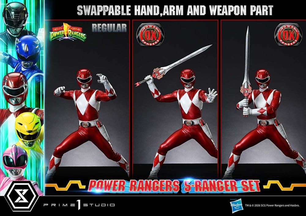 Mighty Morphin Power Rangers Premium Masterline Set de 5 Estatuas 1/4 Deluxe Bonus Version 62 cm