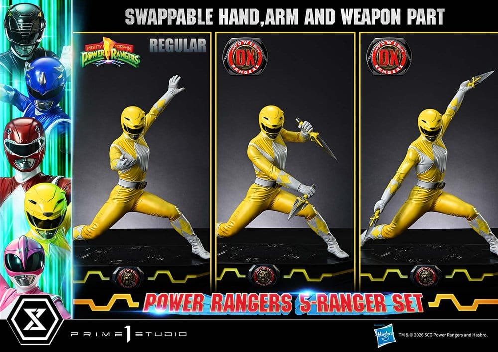 Mighty Morphin Power Rangers Premium Masterline Set de 5 Estatuas 1/4 Deluxe Bonus Version 62 cm
