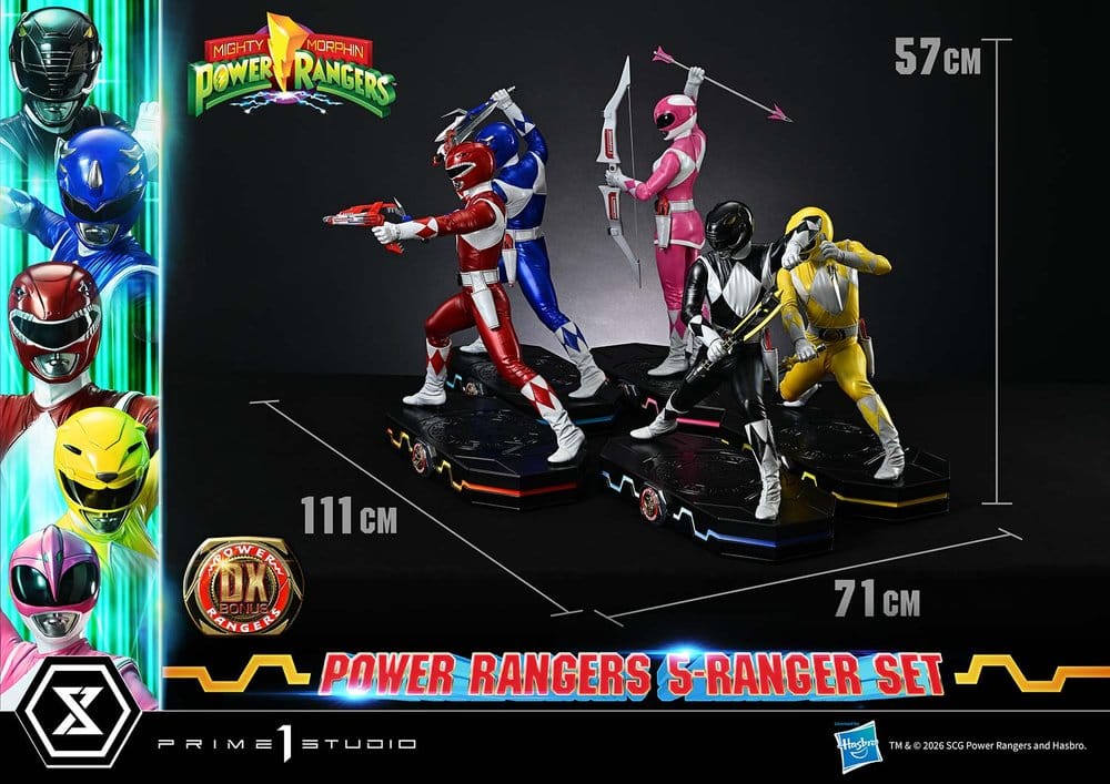Mighty Morphin Power Rangers Premium Masterline Set de 5 Estatuas 1/4 Deluxe Bonus Version 62 cm