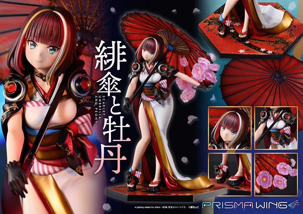 Original Illustration by Fuzichoco Estatua PVC 1/7 Prisma Wing Scarlet Umbrella And Peony 28 cm