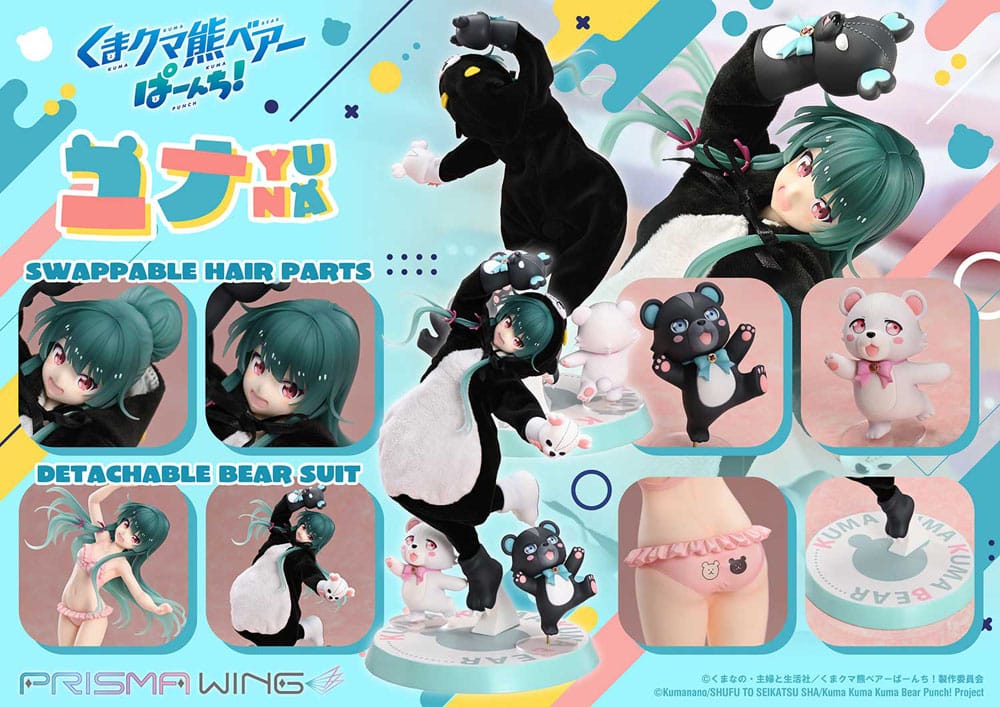 Kuma Kuma Kuma Bear Punch! Estatua PVC 1/7 Prisma Wing Yuna 28 cm