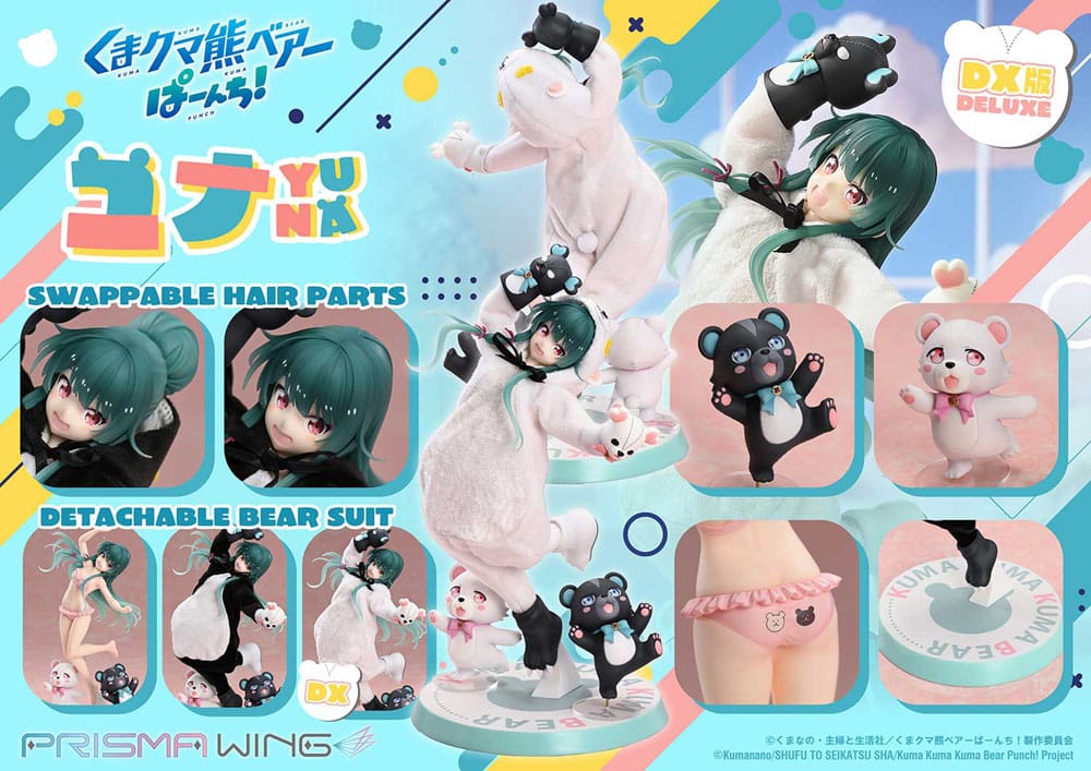 Kuma Kuma Kuma Bear Punch! Estatua PVC 1/7 Prisma Wing Yuna Deluxe Version 28 cm