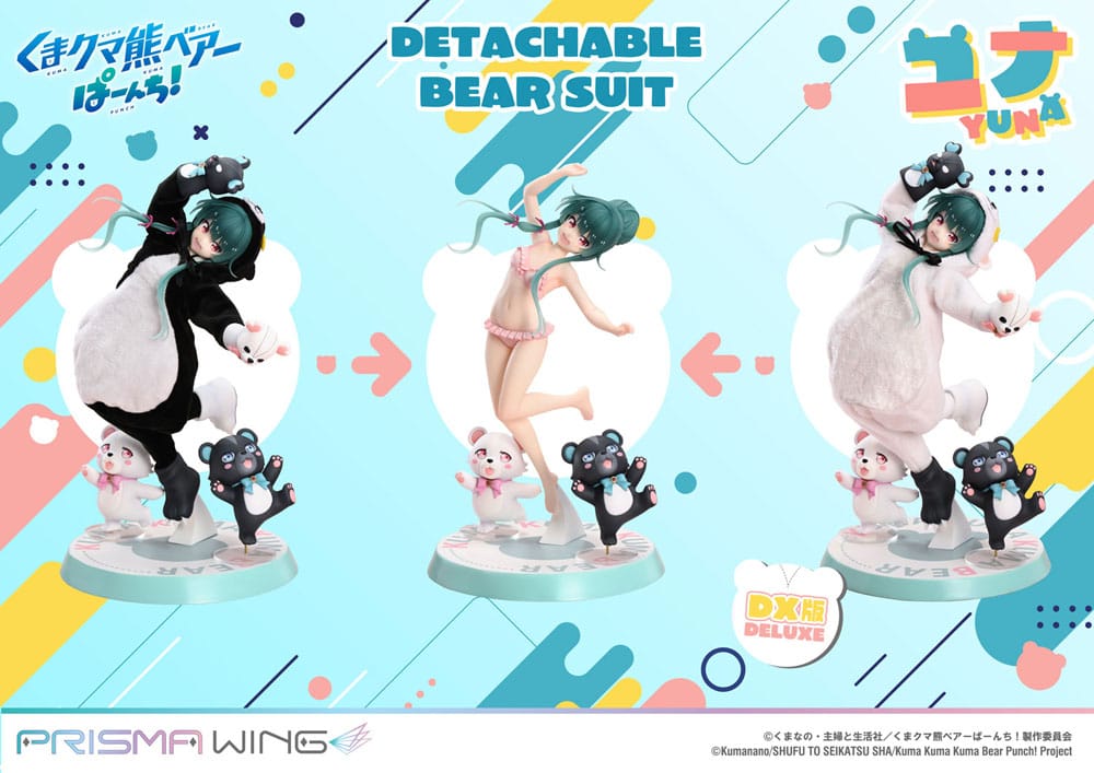 Kuma Kuma Kuma Bear Punch! Estatua PVC 1/7 Prisma Wing Yuna Deluxe Version 28 cm