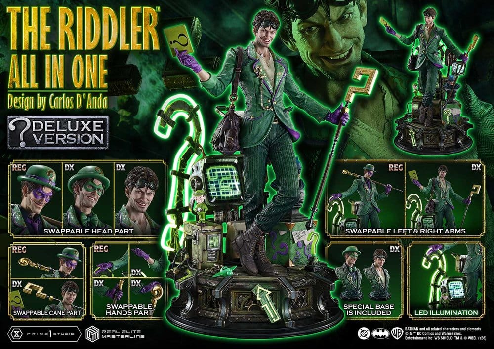 DC Comics Real Elite Masterline Series Estatua 1/3 The Riddler All In One (Design by Carlos D'Anda) Deluxe Version 74 cm