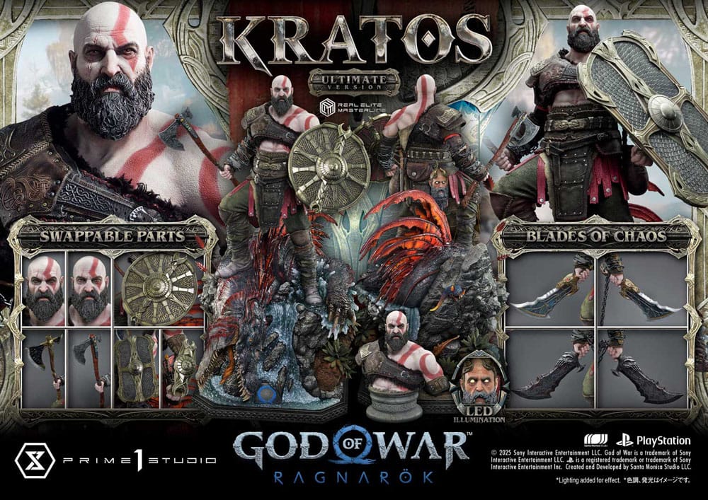 God of War: Ragnarok Estatua Real Elite Masterline Series 1/3 Kratos Ultimate Version 95 cm - Z POP Toys