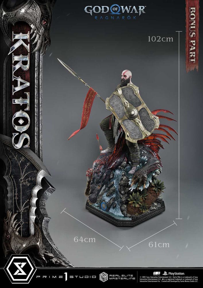God of War: Ragnarok Estatua Real Elite Masterline Series 1/3 Kratos Ultimate Bonus Version 95 cm - Z POP Toys