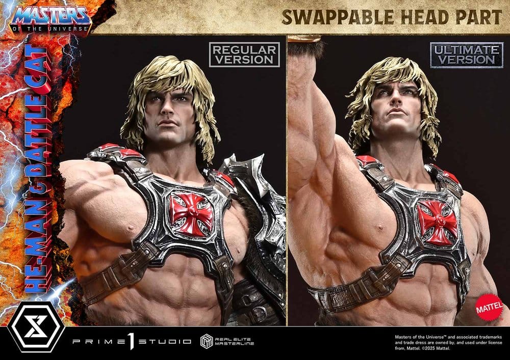 Masters of the Universe Estatua Real Elite Masterline Series 1/4 He-Man & Battle Cat Ultimate Version 86 cm