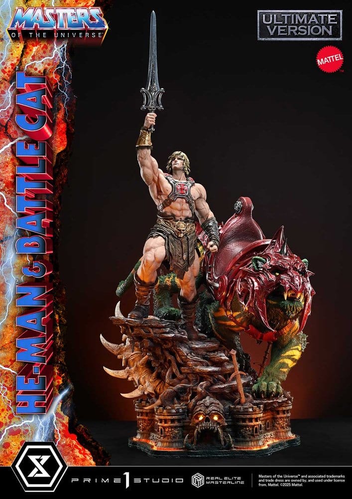 Masters of the Universe Estatua Real Elite Masterline Series 1/4 He-Man & Battle Cat Ultimate Version 86 cm