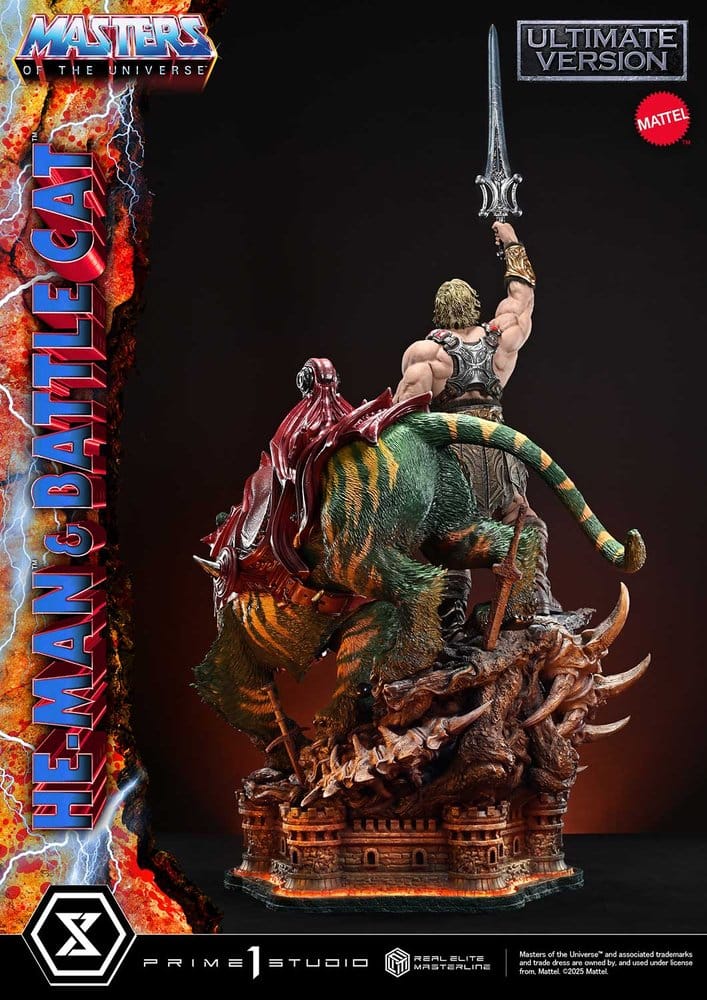 Masters of the Universe Estatua Real Elite Masterline Series 1/4 He-Man & Battle Cat Ultimate Version 86 cm