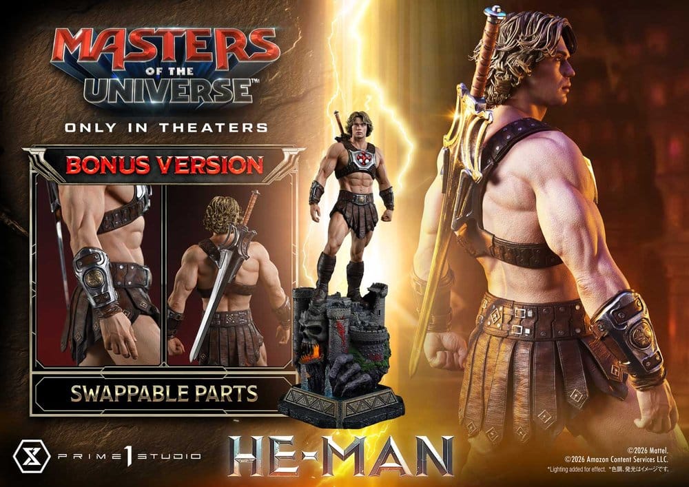 Masters of the Universe (2026 Film) Real Elite Masterline Series Estatua 1/3 He-Man DX Bonus Version 117 cm
