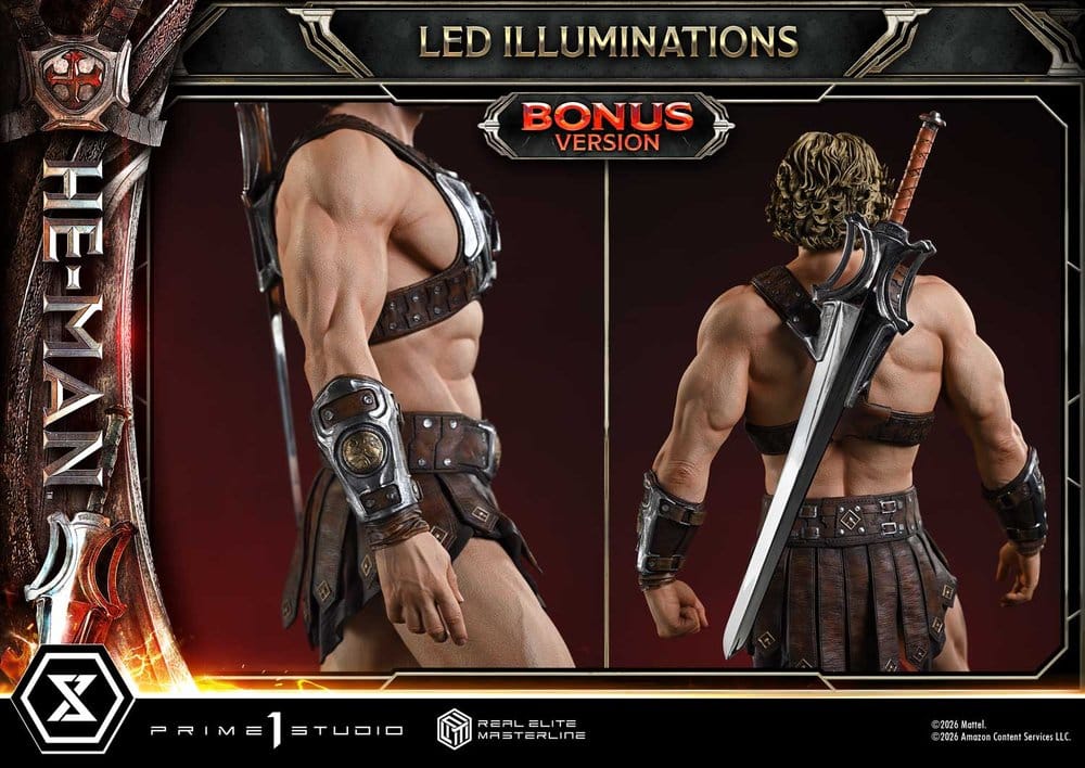 Masters of the Universe (2026 Film) Real Elite Masterline Series Estatua 1/3 He-Man DX Bonus Version 117 cm