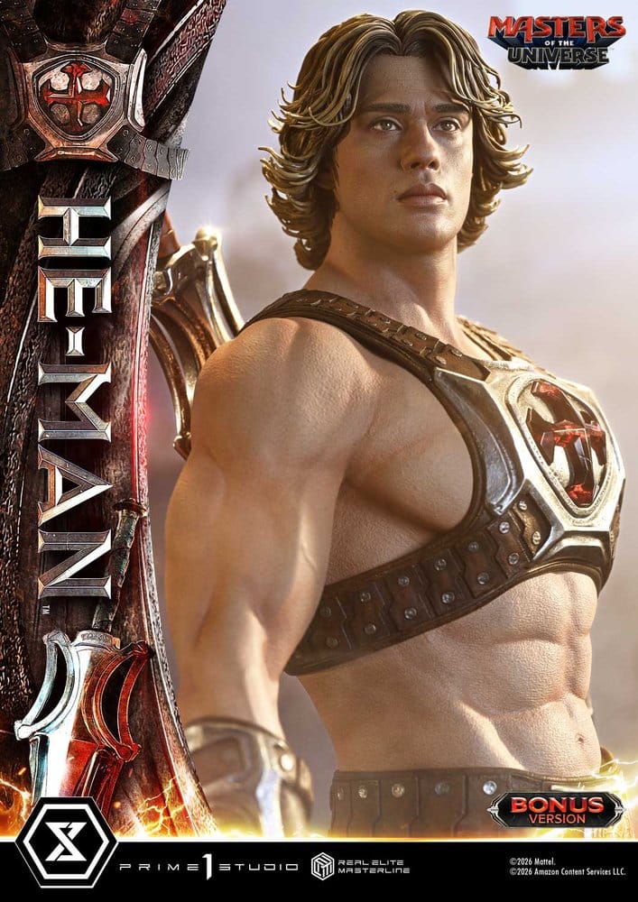 Masters of the Universe (2026 Film) Real Elite Masterline Series Estatua 1/3 He-Man DX Bonus Version 117 cm