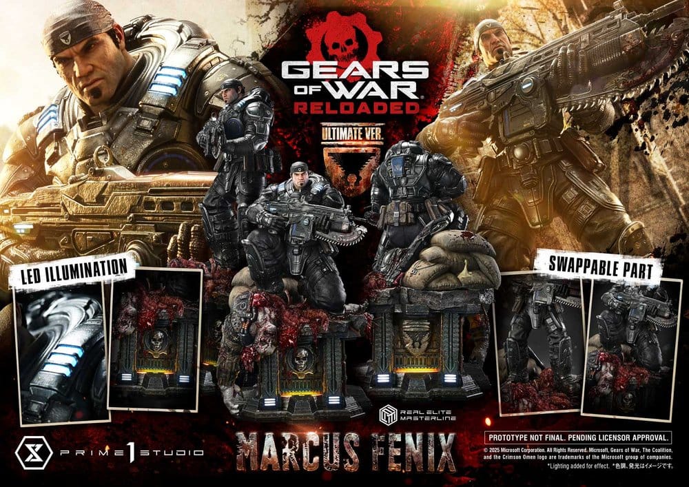 Gears of War: Reloaded Estatua Real Elite Masterline Series 1/3 Marcus Fenix Ultimate Version 97 cm