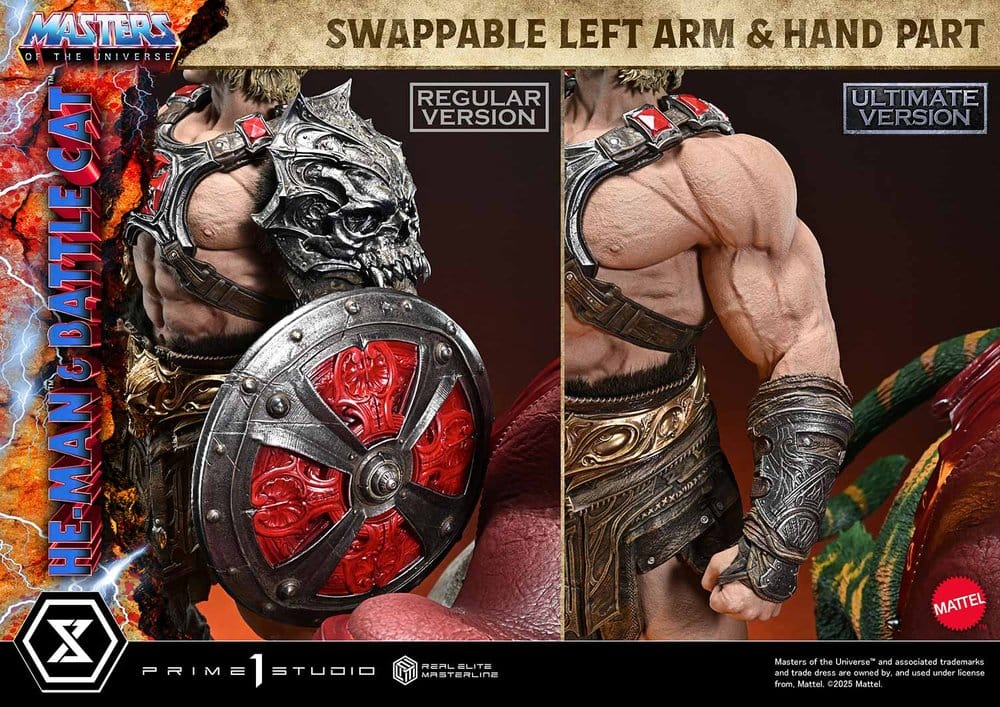 Masters of the Universe Estatua Real Elite Masterline Series 1/4 He-Man & Battle Cat Ultimate Bonus Version 86 cm