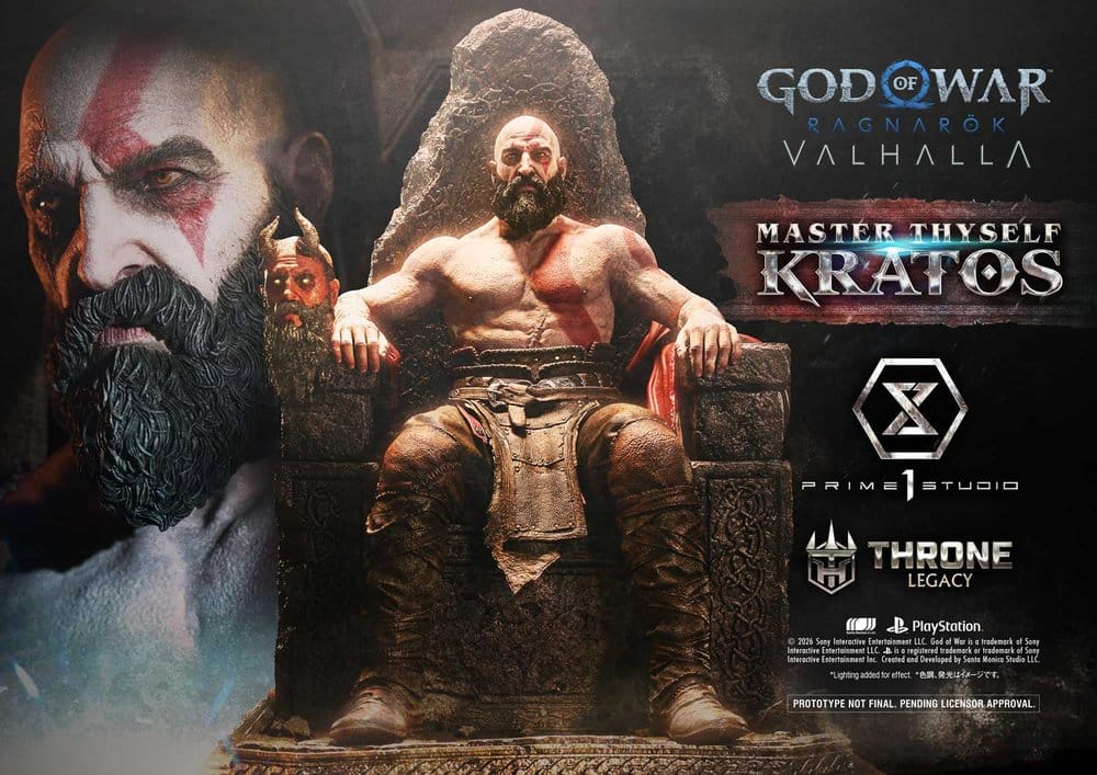 Throne Legacy God of War Series Estatua 1/3 Ragnarok Master Thyself Kratos 67 cm