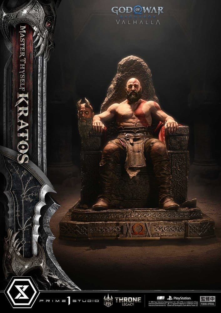 Throne Legacy God of War Series Estatua 1/3 Ragnarok Master Thyself Kratos 67 cm