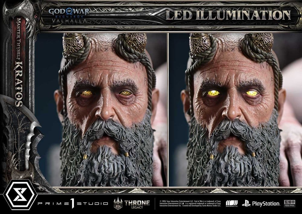 Throne Legacy God of War Series Estatua 1/3 Ragnarok Master Thyself Kratos 67 cm
