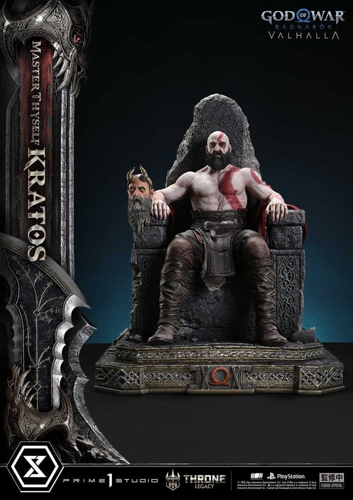 Throne Legacy God of War Series Estatua 1/3 Ragnarok Master Thyself Kratos 67 cm