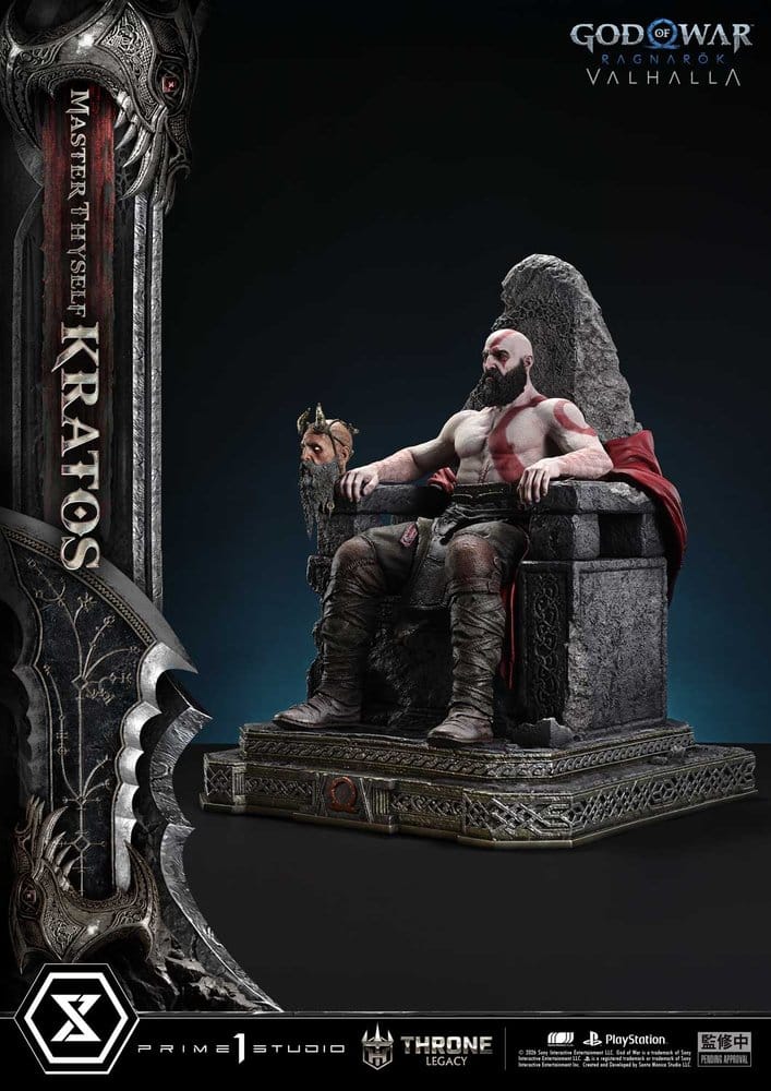 Throne Legacy God of War Series Estatua 1/3 Ragnarok Master Thyself Kratos 67 cm