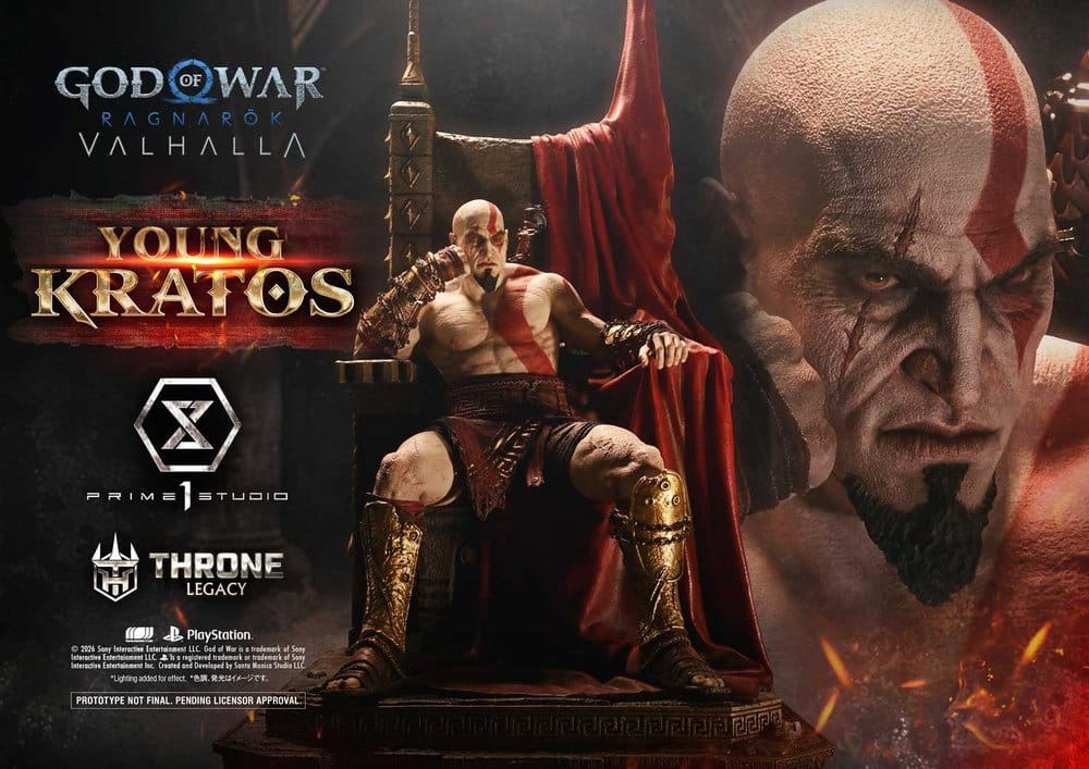 Throne Legacy God of War Series Estatua 1/3 Ragnarok Master Young Kratos 91 cm
