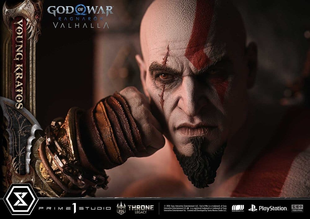 Throne Legacy God of War Series Estatua 1/3 Ragnarok Master Young Kratos 91 cm
