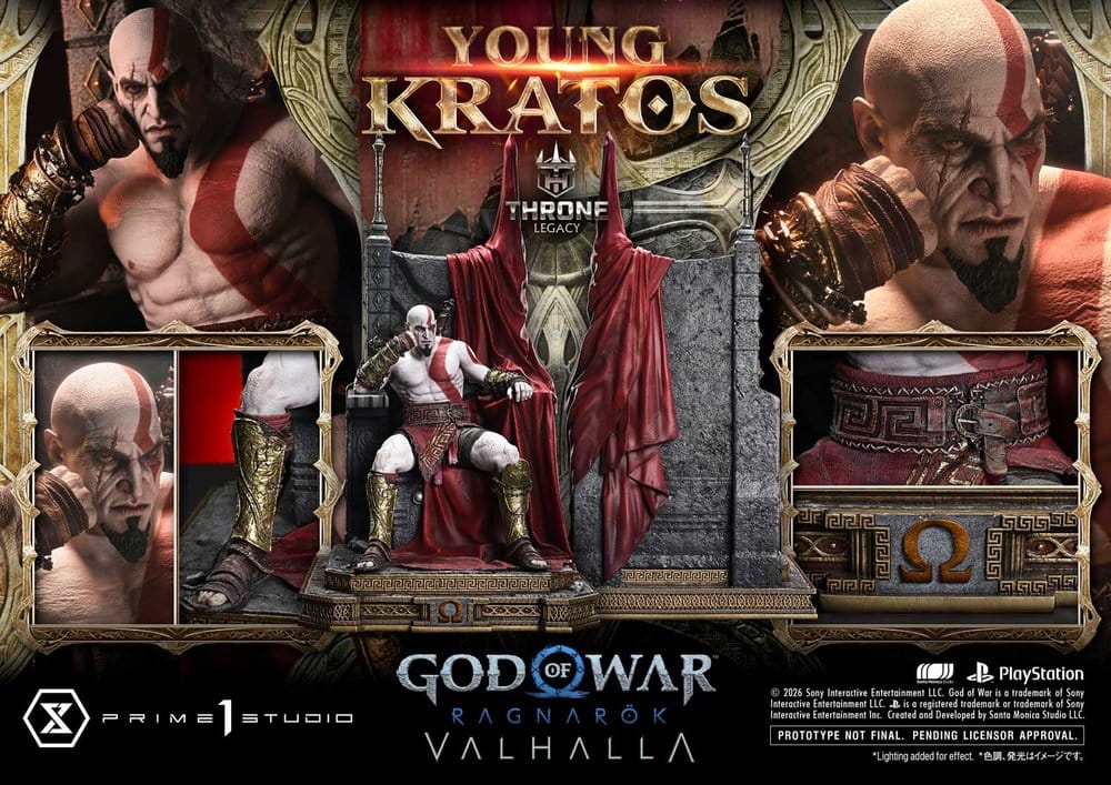 Throne Legacy God of War Series Estatua 1/3 Ragnarok Master Young Kratos 91 cm