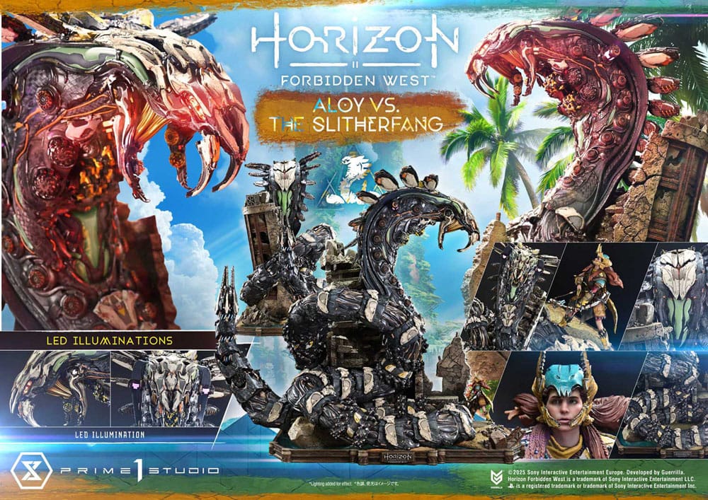 Horizon Forbidden West Estatua Ultimate Diorama Masterline Series Aloy vs. The Slitherfang Bonus Version 82 cm