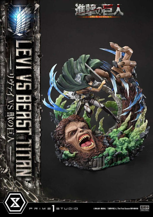 Attack on Titan Estatua Ultimate Premium Masterline Series 1/4 Levi Versus Beast Titan 73 cm