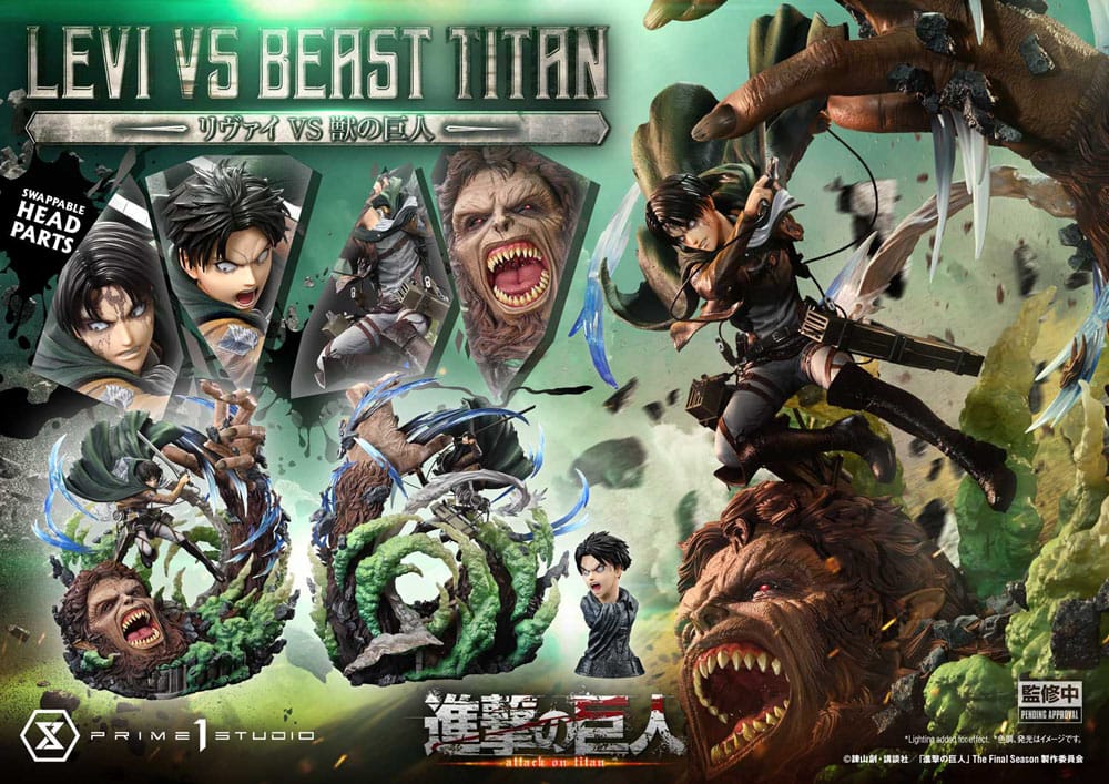Attack on Titan Estatua Ultimate Premium Masterline Series 1/4 Levi Versus Beast Titan 73 cm