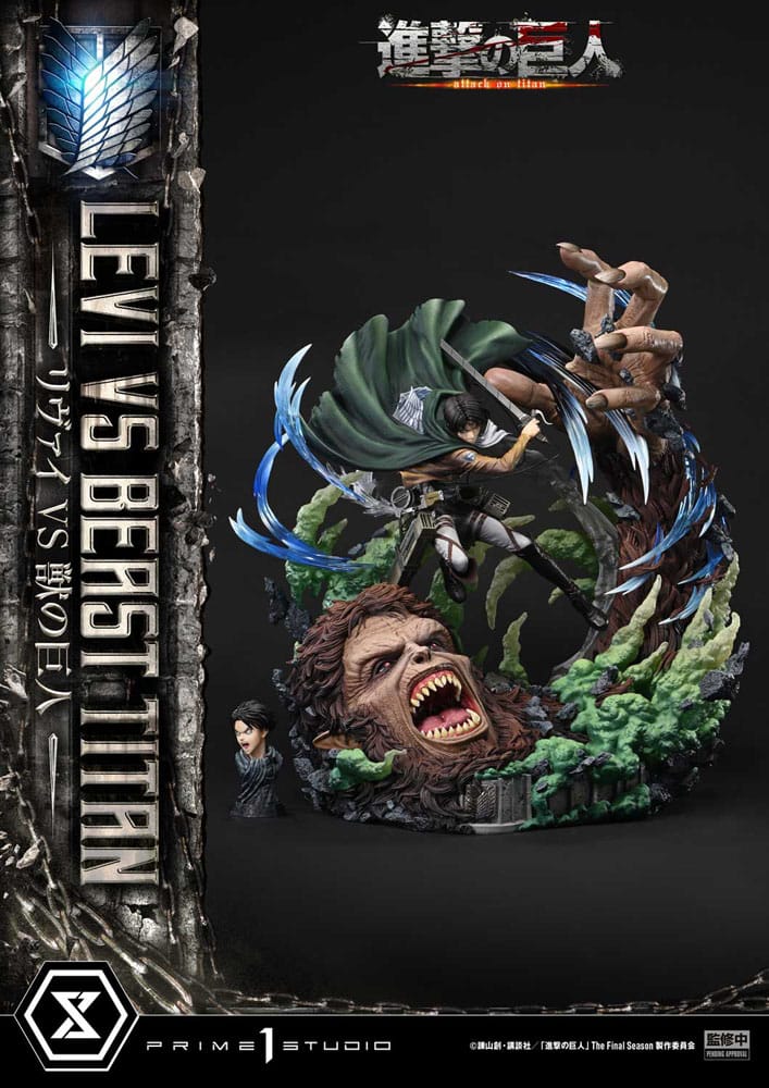 Attack on Titan Estatua Ultimate Premium Masterline Series 1/4 Levi Versus Beast Titan 73 cm