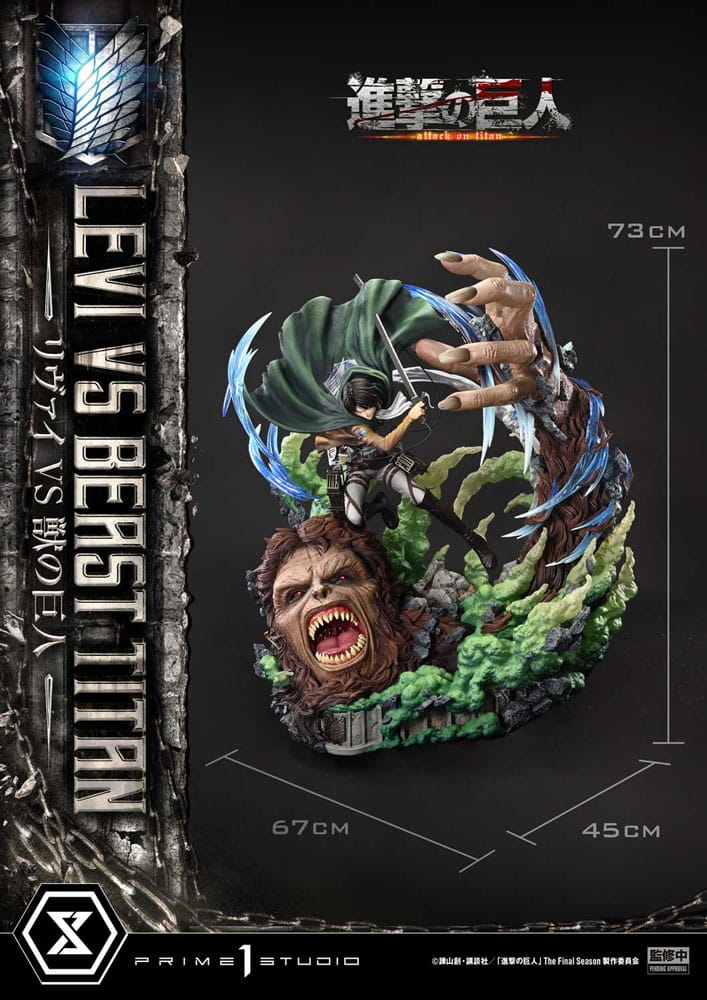 Attack on Titan Estatua Ultimate Premium Masterline Series 1/4 Levi Versus Beast Titan 73 cm