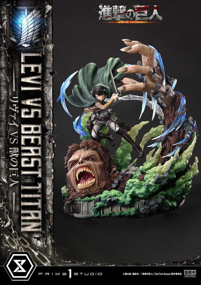 Attack on Titan Estatua Ultimate Premium Masterline Series 1/4 Levi Versus Beast Titan 73 cm