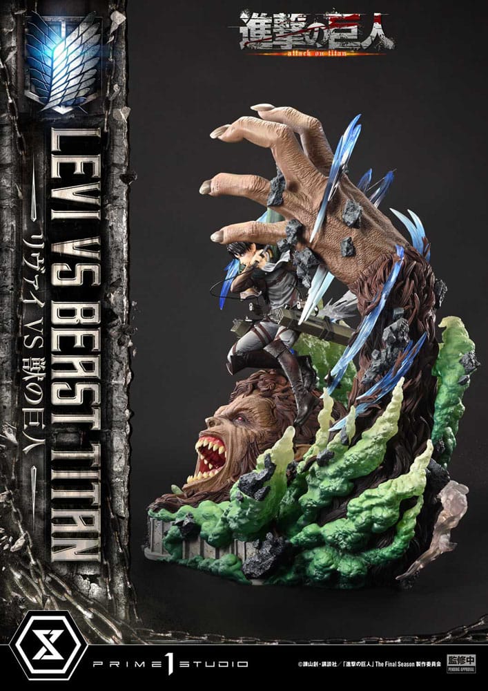 Attack on Titan Estatua Ultimate Premium Masterline Series 1/4 Levi Versus Beast Titan 73 cm