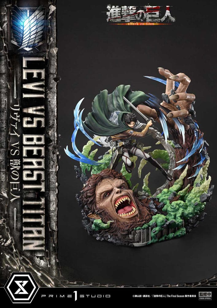 Attack on Titan Estatua Ultimate Premium Masterline Series 1/4 Levi Versus Beast Titan 73 cm