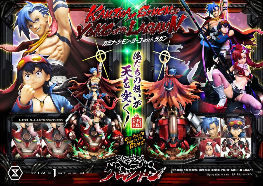 Gurren Lagann Estatua Ultimate Premium Masterline Series 1/4 Kamina, Simon & Yoko with Lagann Deluxe Version 97 cm