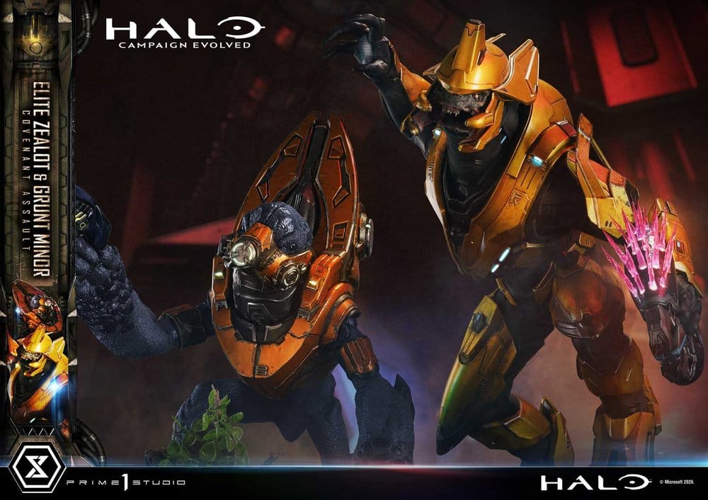 Halo: Campaign Evolved Ultimate Premium Masterline Series Estatua 1/4 Elite Zealot & Grunt Minor: Covenant Assault 81 cm