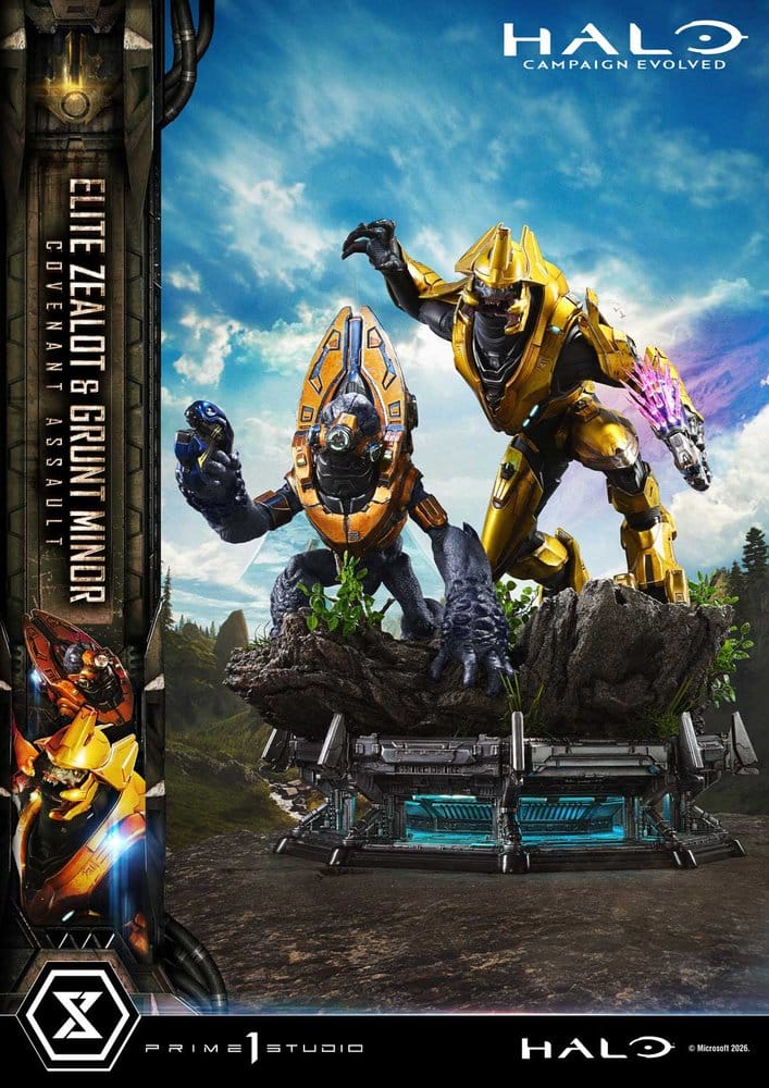Halo: Campaign Evolved Ultimate Premium Masterline Series Estatua 1/4 Elite Zealot & Grunt Minor: Covenant Assault Bonus Version 81 cm