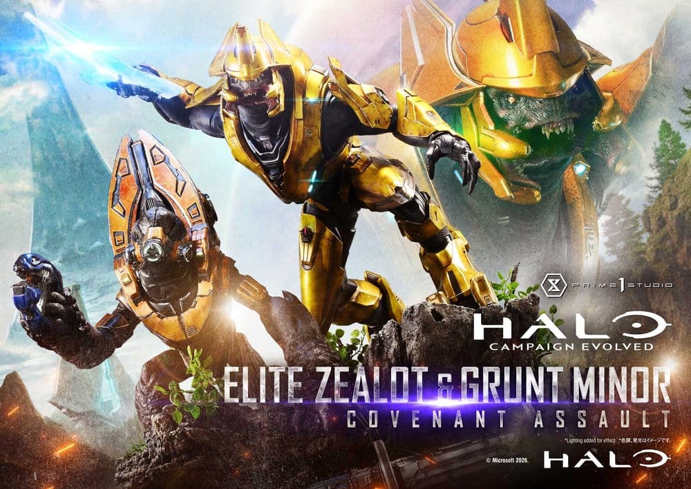 Halo: Campaign Evolved Ultimate Premium Masterline Series Estatua 1/4 Elite Zealot & Grunt Minor: Covenant Assault Bonus Version 81 cm