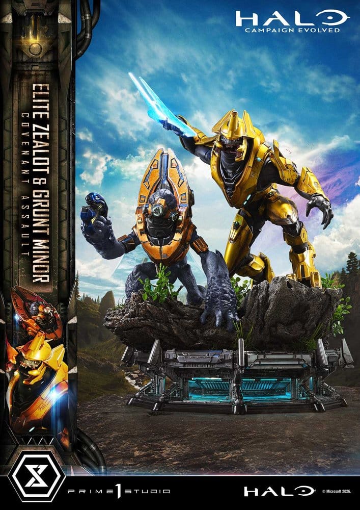 Halo: Campaign Evolved Ultimate Premium Masterline Series Estatua 1/4 Elite Zealot & Grunt Minor: Covenant Assault Bonus Version 81 cm