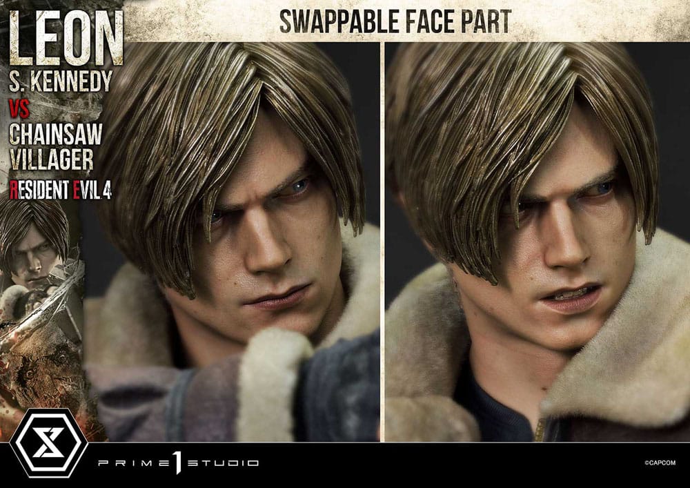 Resident Evil 4 Estatua Ultimate Premium Masterline Series 1/4 Leon S. Kennedy vs. Chainsaw Villager 76 cm