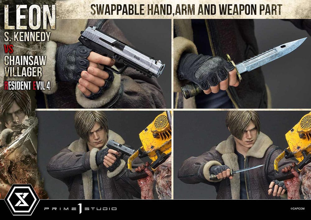 Resident Evil 4 Estatua Ultimate Premium Masterline Series 1/4 Leon S. Kennedy vs. Chainsaw Villager 76 cm