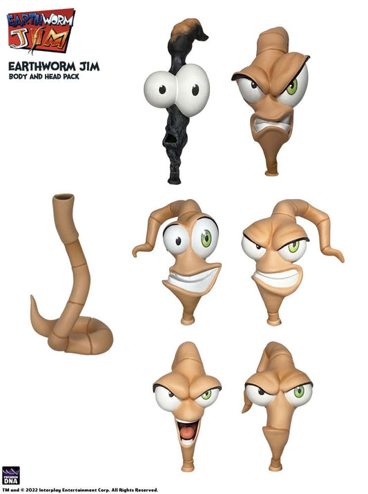 Earthworm Jim Accesorios Wave 1: Worm Body & Jim Heads Accessory Pack - Z POP Toys