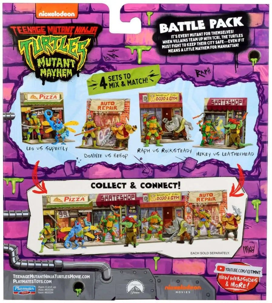 Ninja Turtles: Caos Mutante Battle Pack Figuras Raphael vs. Rocksteady 11 cm