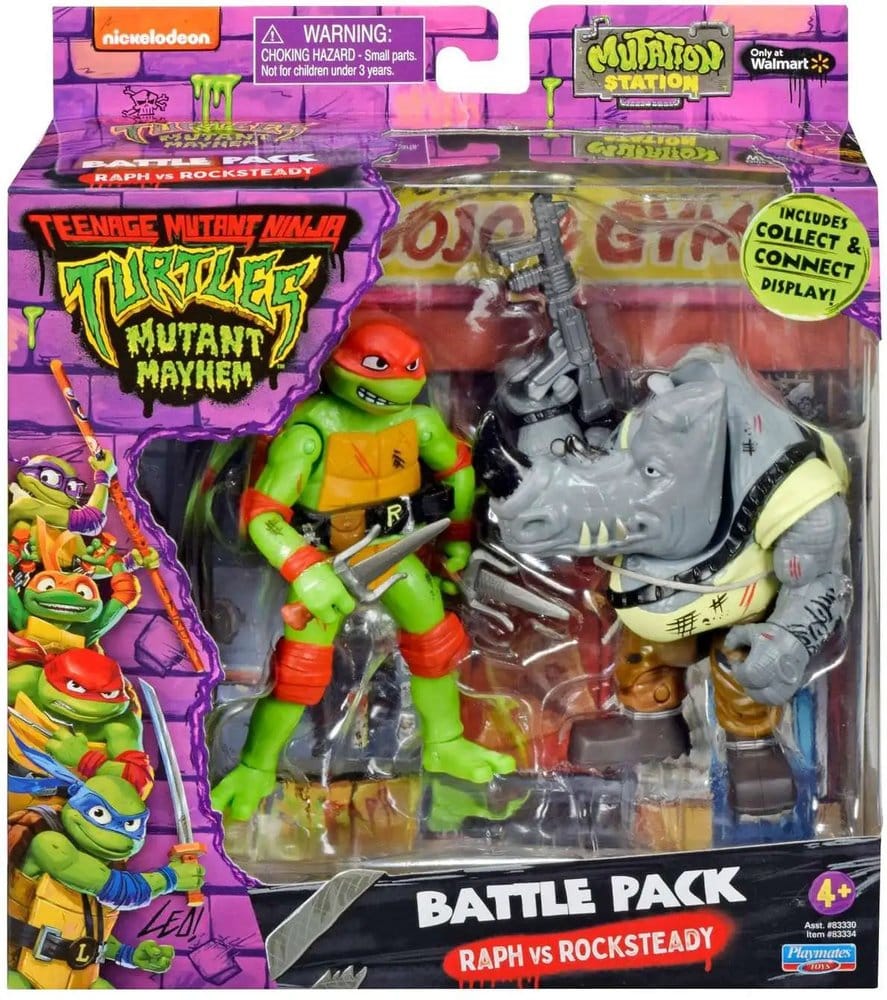 Ninja Turtles: Caos Mutante Battle Pack Figuras Raphael vs. Rocksteady 11 cm