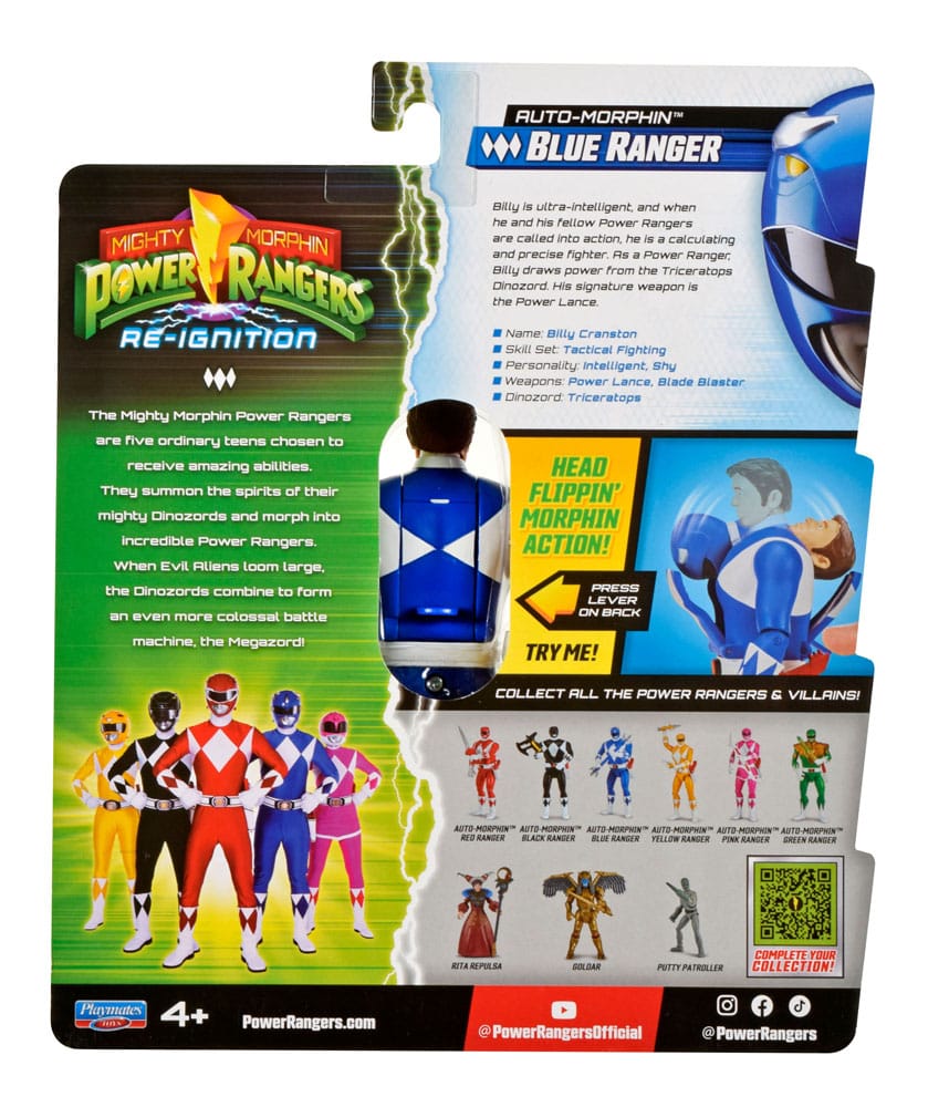 Mighty Morphin Power Rangers Figura Auto-Morphin Blue Ranger 12 cm