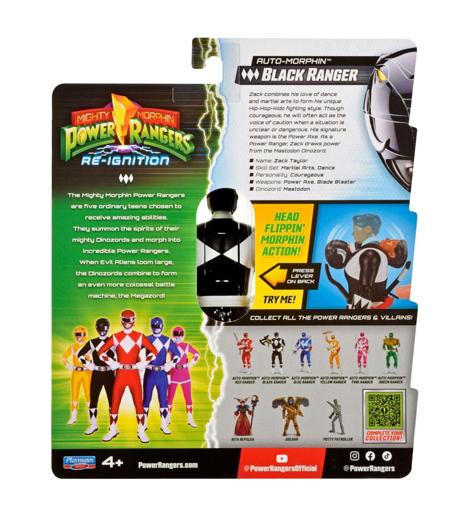 Mighty Morphin Power Rangers Figura Auto-Morphin Black Ranger 12 cm