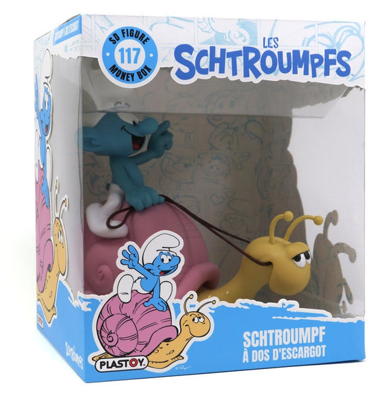 Los Pitufos: Hucha Smurf on a Snail's Back 19 cm