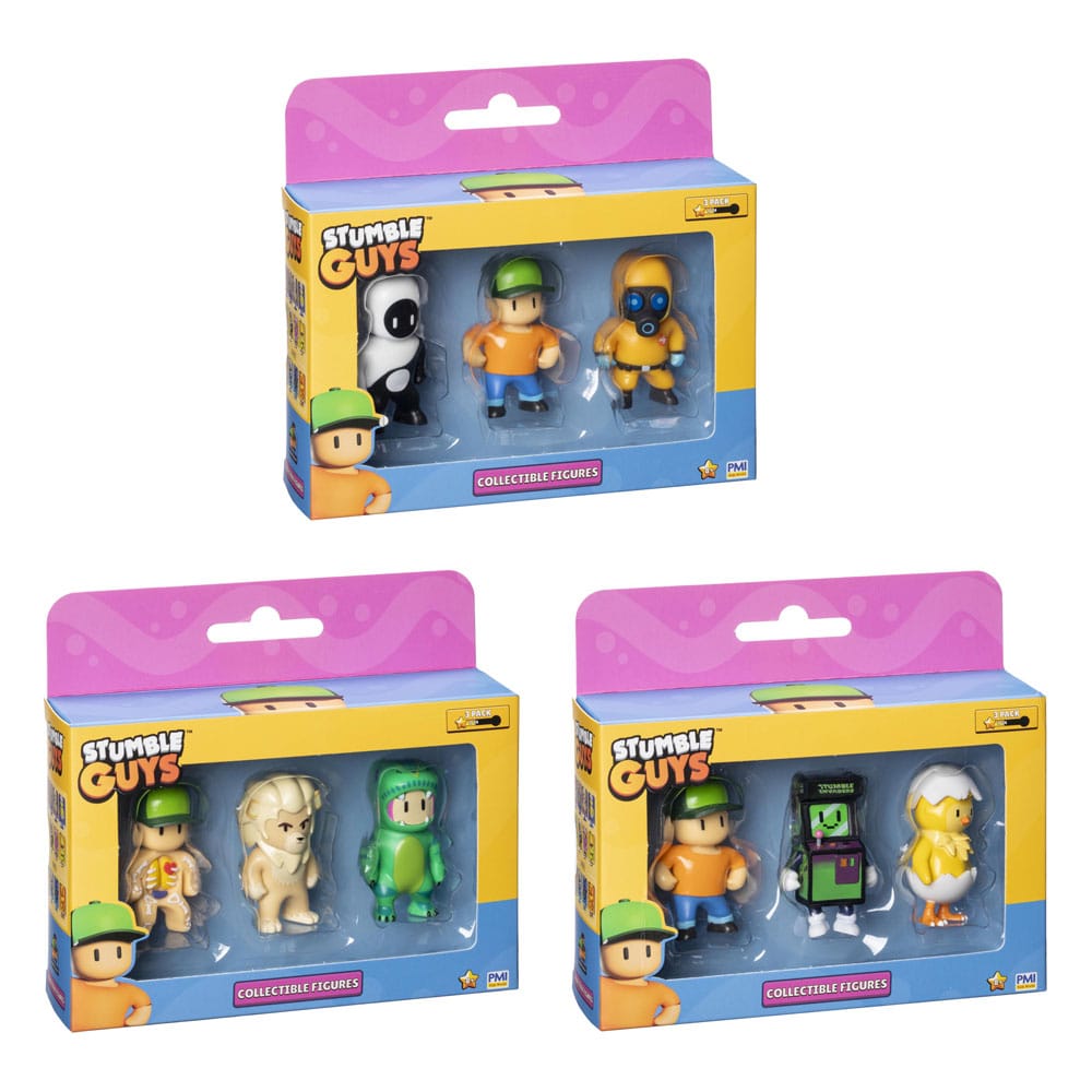 Stumble Guys: Surtido de figuras coleccionables en caja con ventana de 3 figuras Wave 2