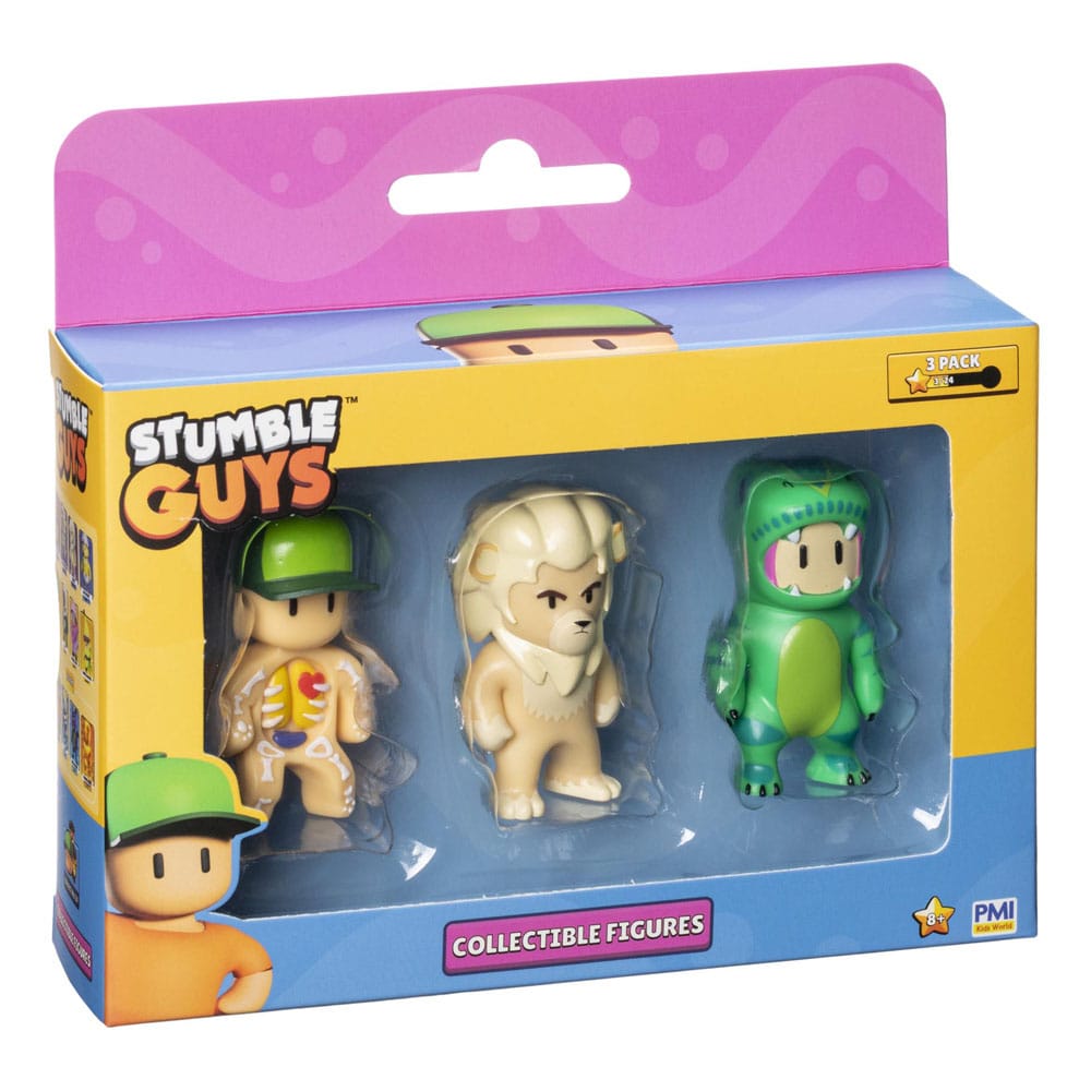 Stumble Guys: Surtido de figuras coleccionables en caja con ventana de 3 figuras Wave 2